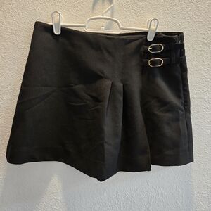 Zara Black Mini Skort with Buckle Detail Size Medium